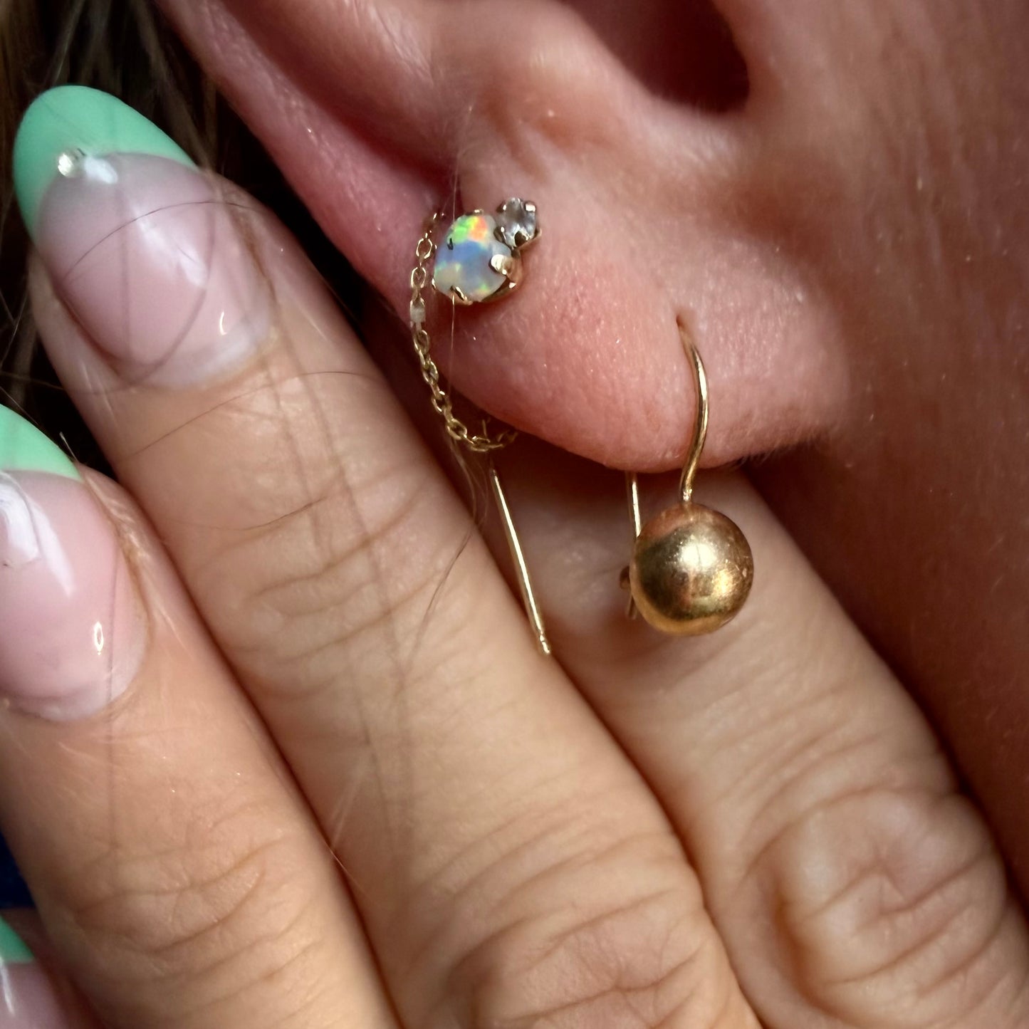 Vintage 14k French Hook Dome Earrings