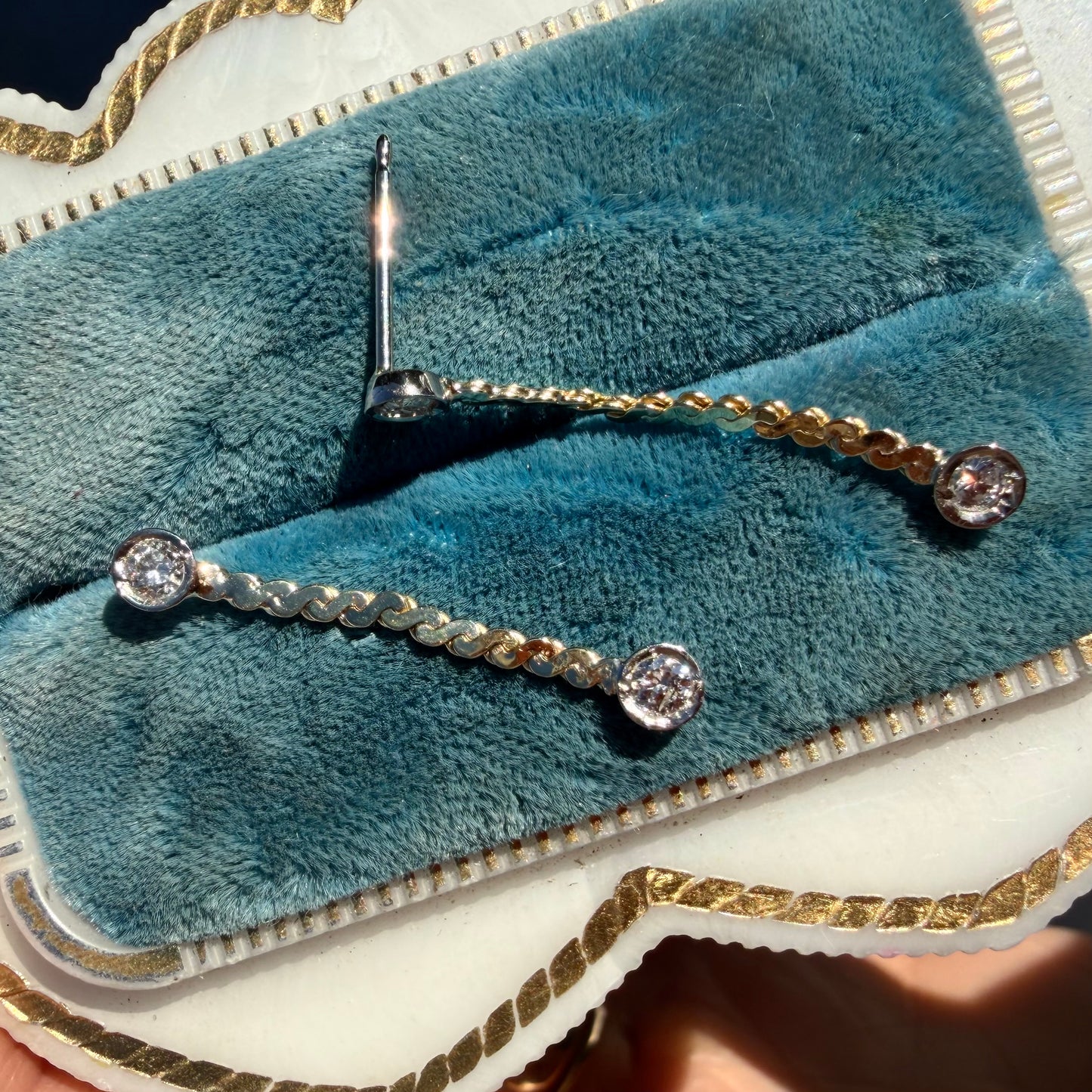 Upcycled 14k Diamond Dangle Earrings