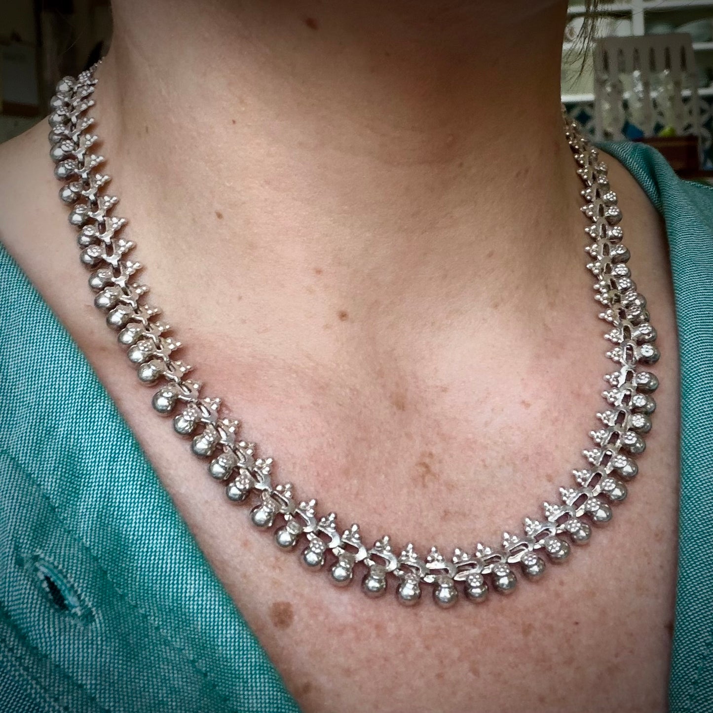 Vintage Sterling Silver Collar Necklace