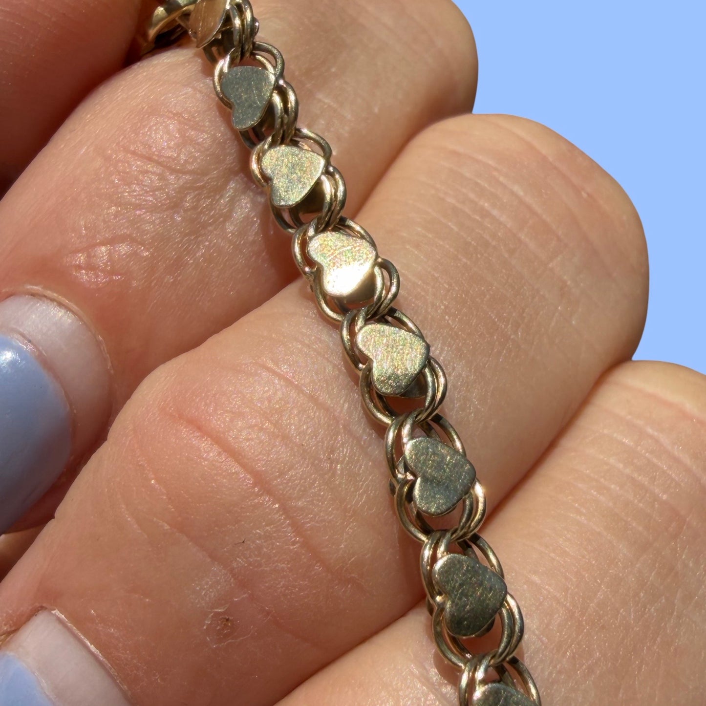 Vintage 14k Heart Link Bracelet