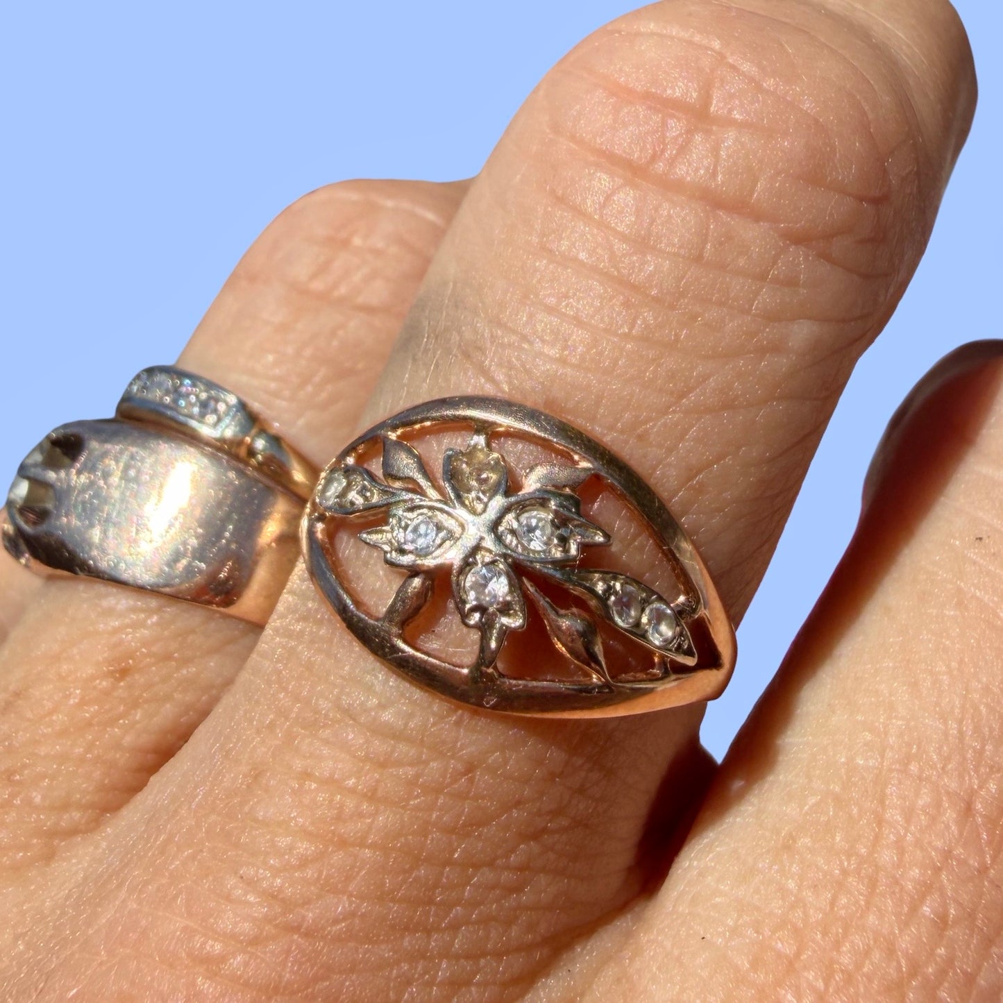 Vintage 14k Floral Diamond Ring