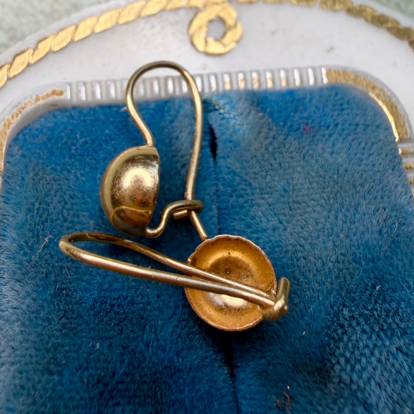 Vintage 14k French Hook Dome Earrings