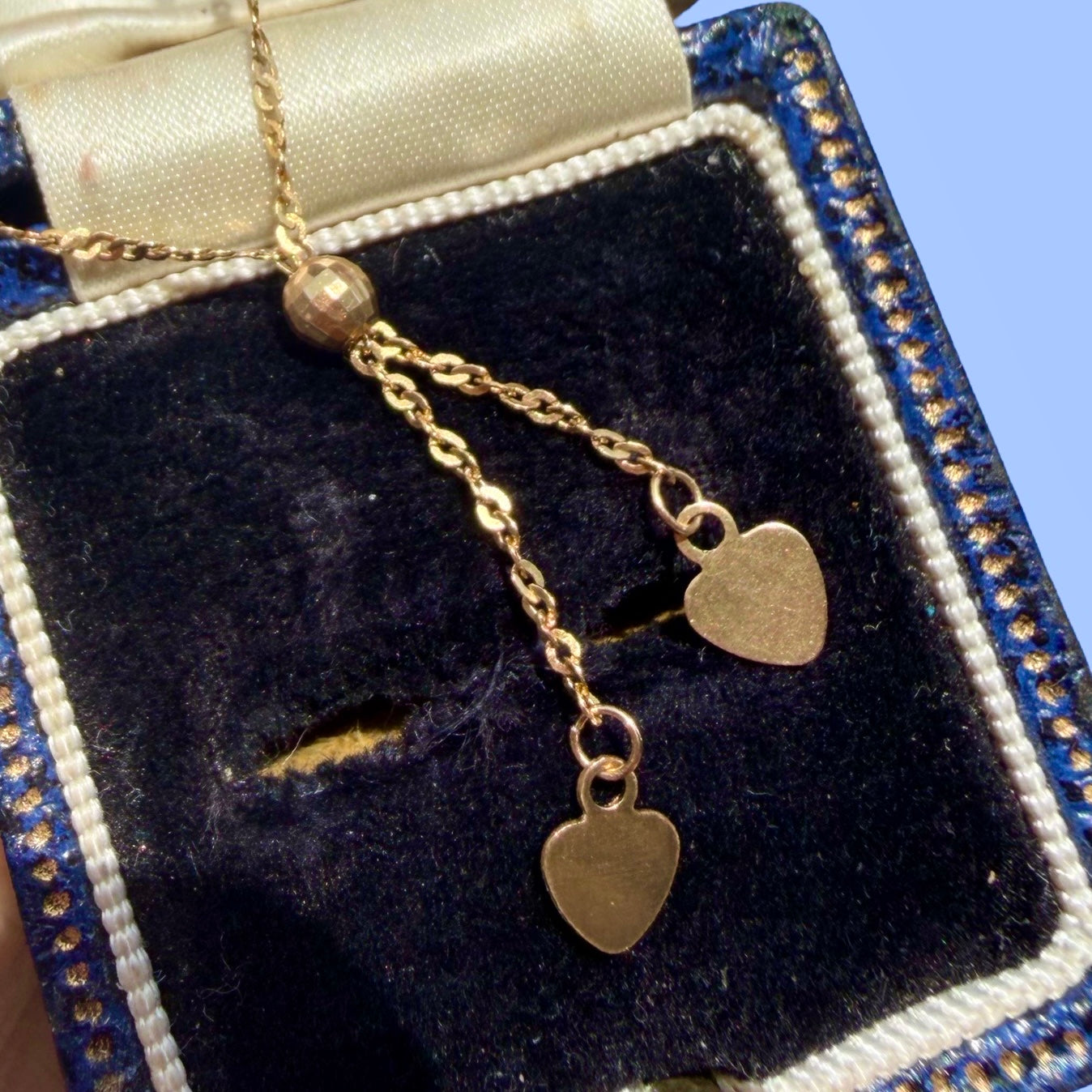 Vintage 14k Heart Lariat Necklace