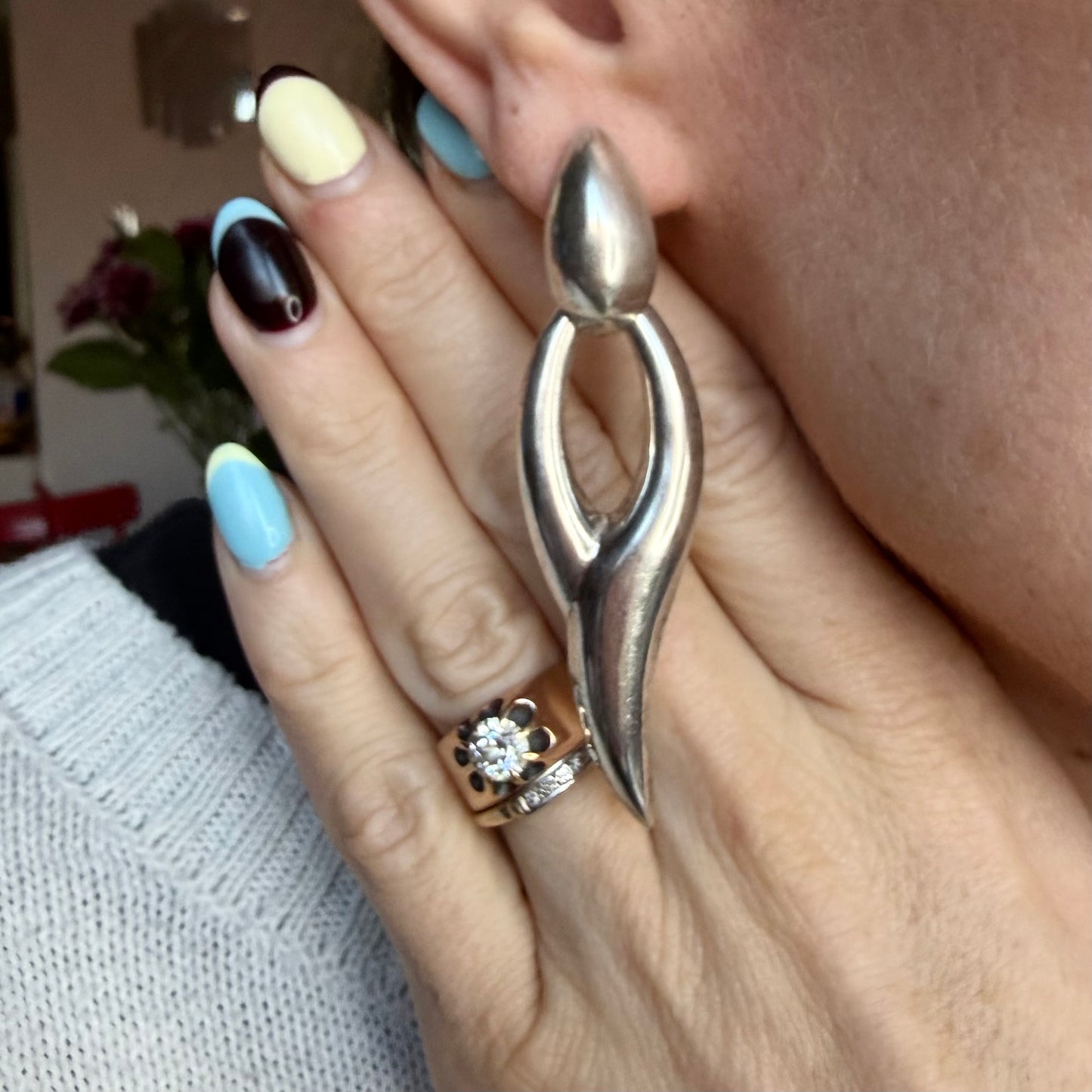 Vintage Sterling Silver Statement Earrings