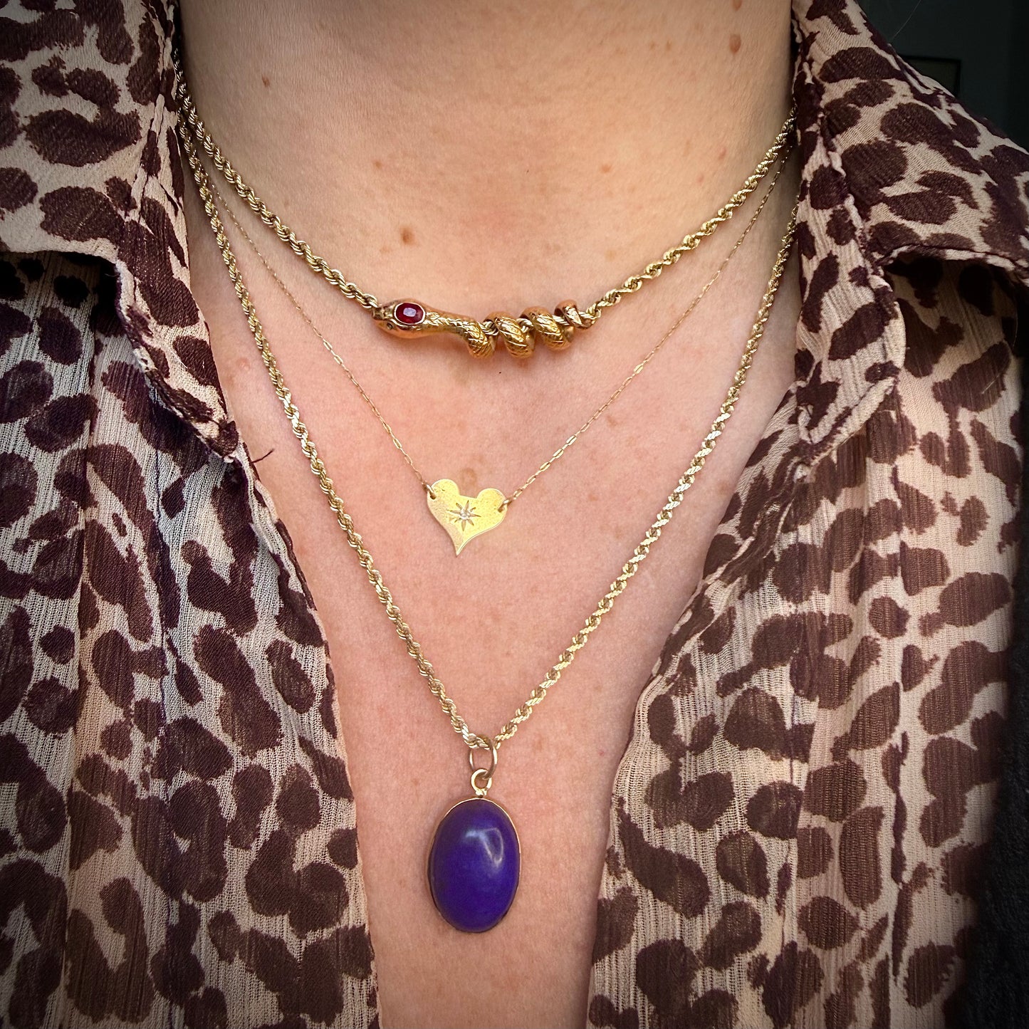 Vintage 14k Wee Diamond Heart Necklace