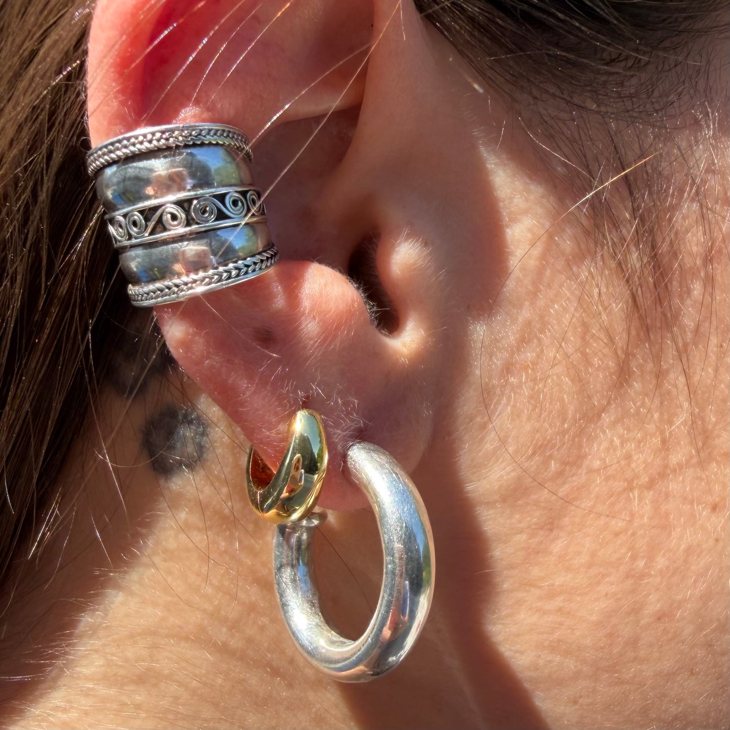 Vintage Sterling Silver Chunky Hoops