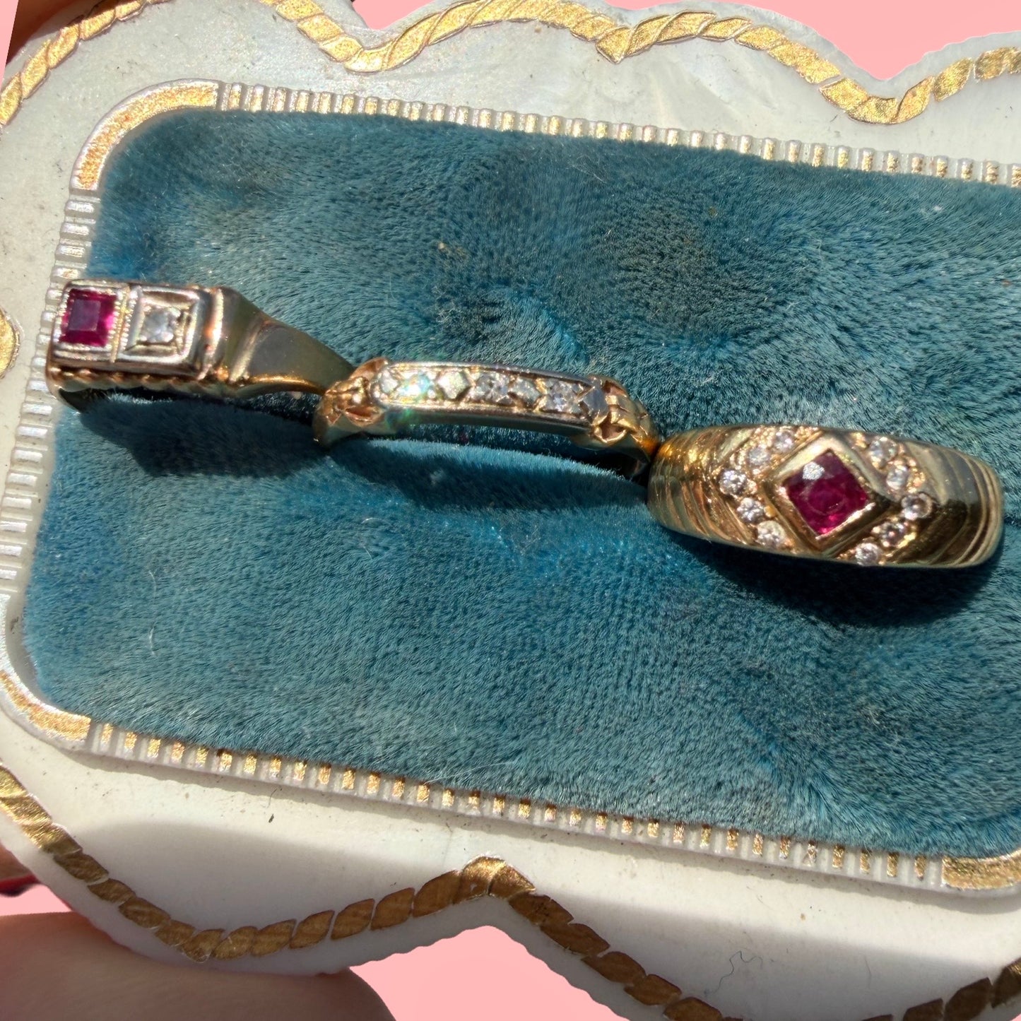 Vintage 14k Ruby and Diamond Pinky Ring