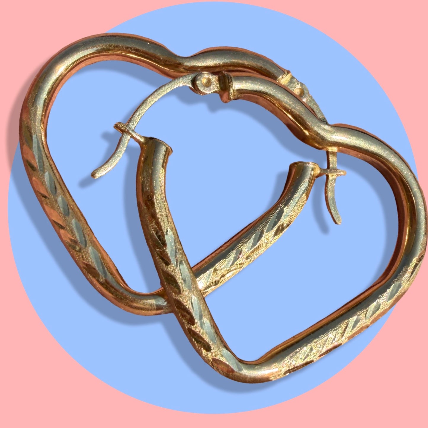 Vintage 14k Heart Hoops
