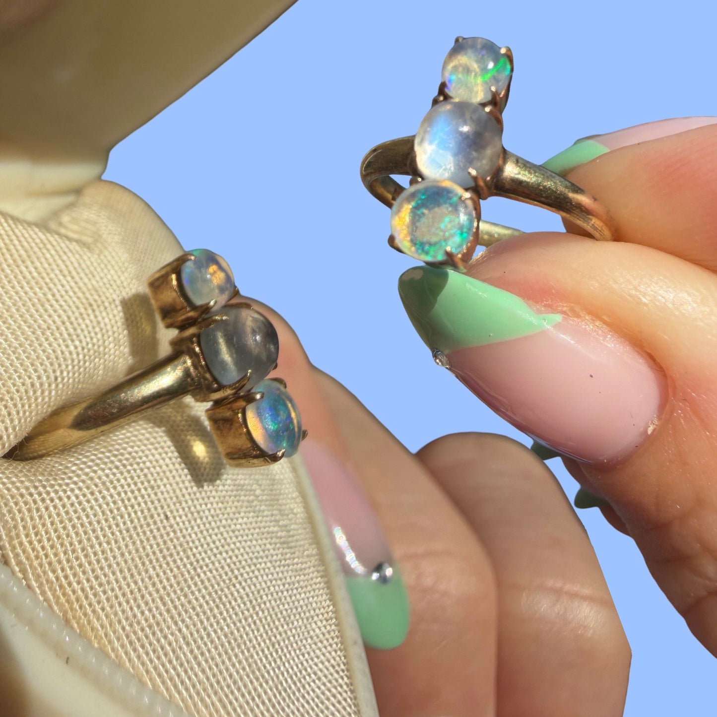 Antique 14k Opal and Moonstone Ring