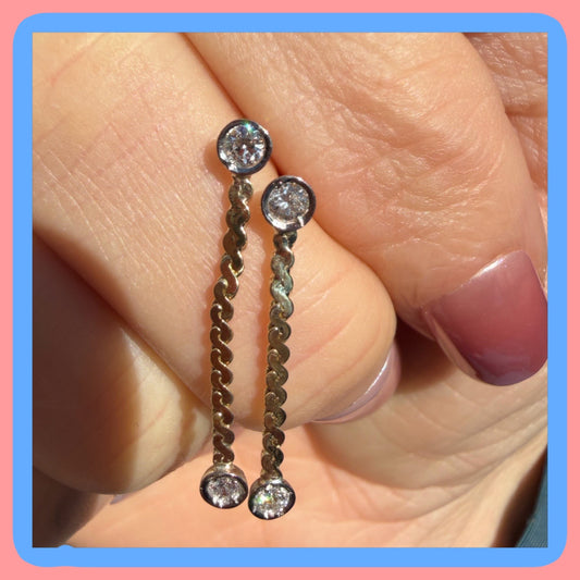 Upcycled 14k Diamond Dangle Earrings