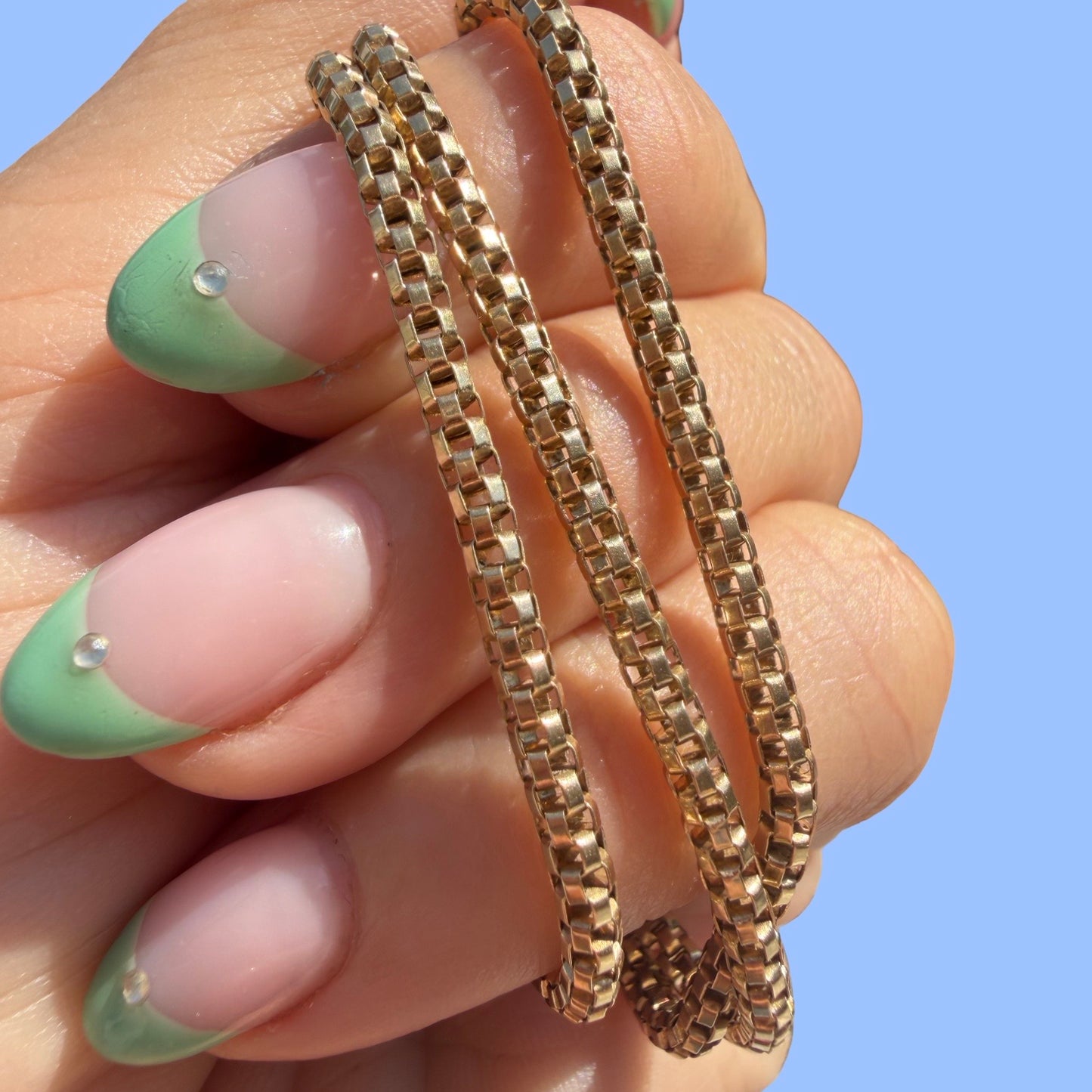 Vintage 14k Puffy Box Chain Necklace