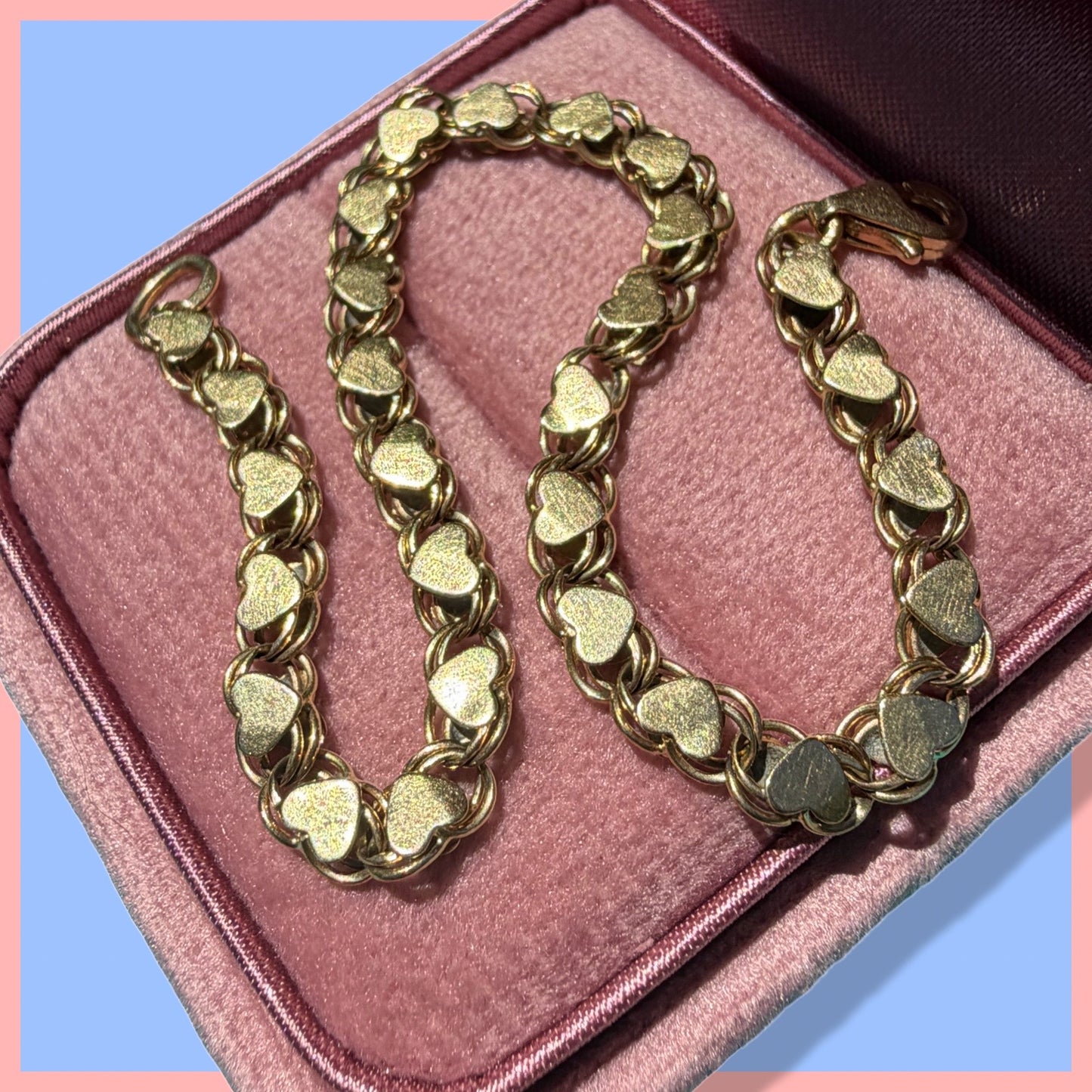 Vintage 14k Heart Link Bracelet