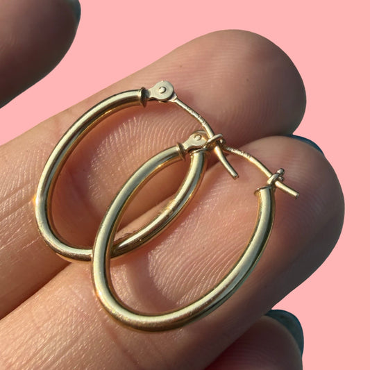 Vintage 14k Oval Hoops