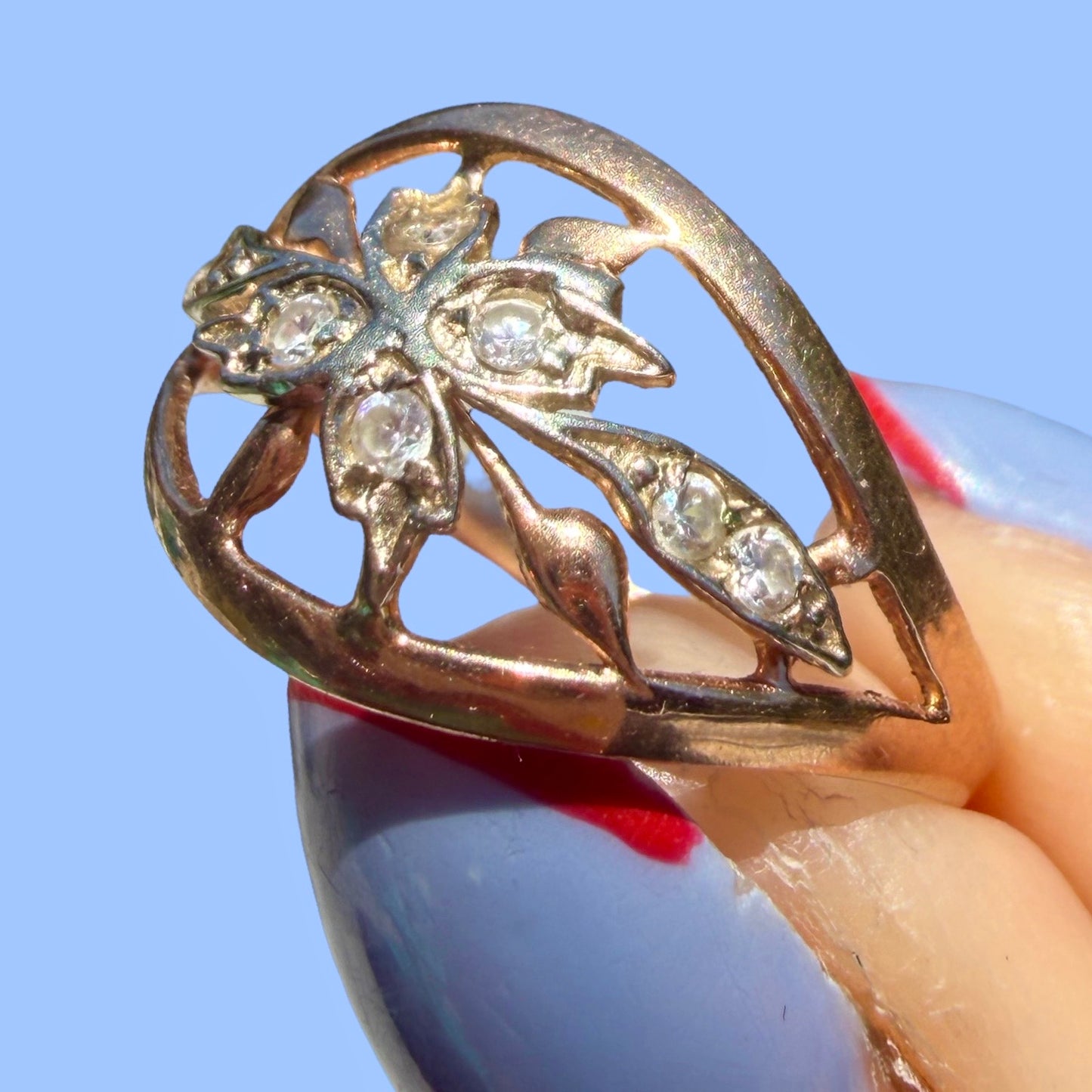 Vintage 14k Floral Diamond Ring