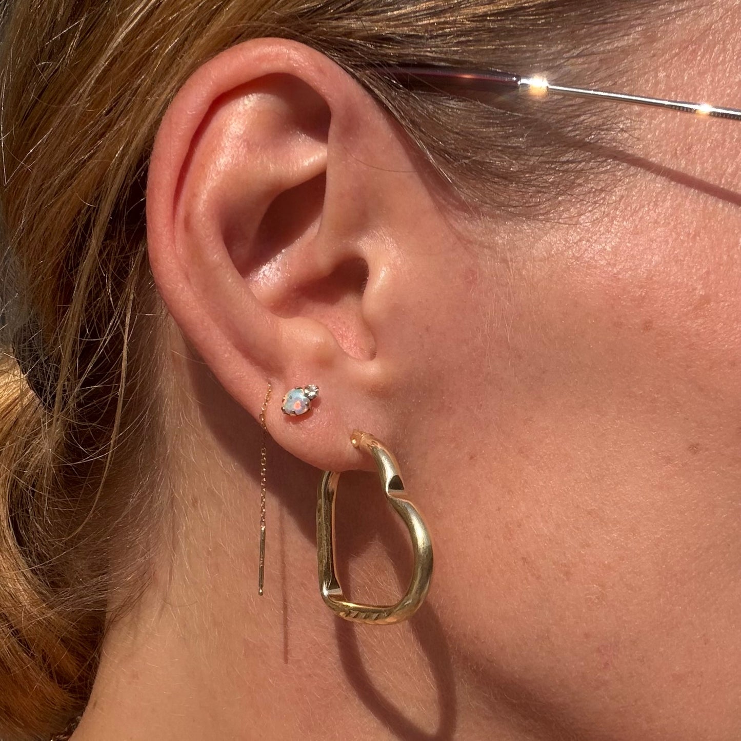 Vintage 14k Heart Hoops