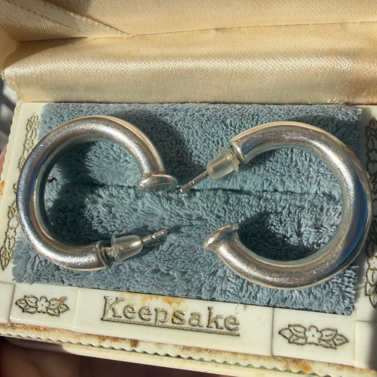 Vintage Sterling Silver Chunky Hoops