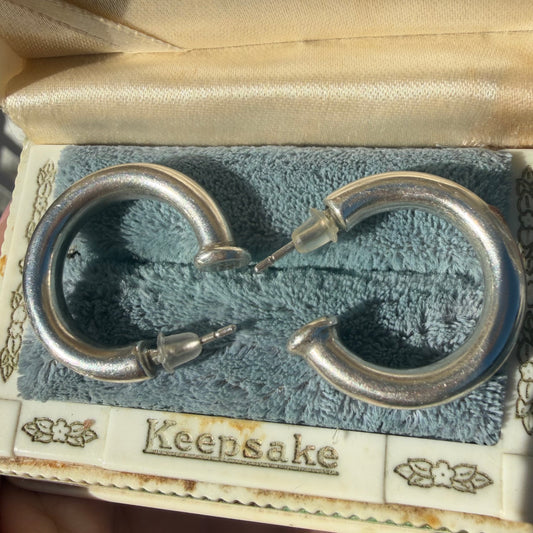 Vintage Sterling Silver Chunky Hoops