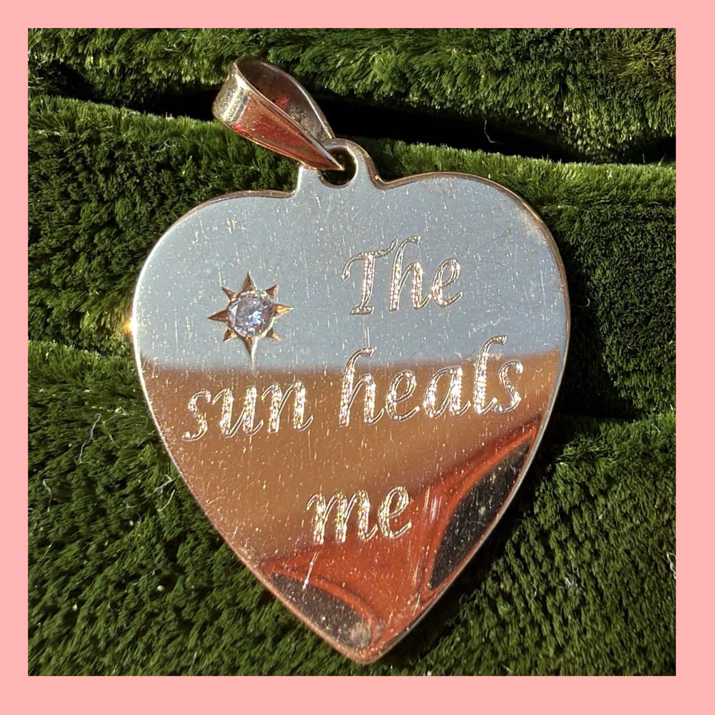 Upcycled 14k Sun Moon Motto Heart Charm