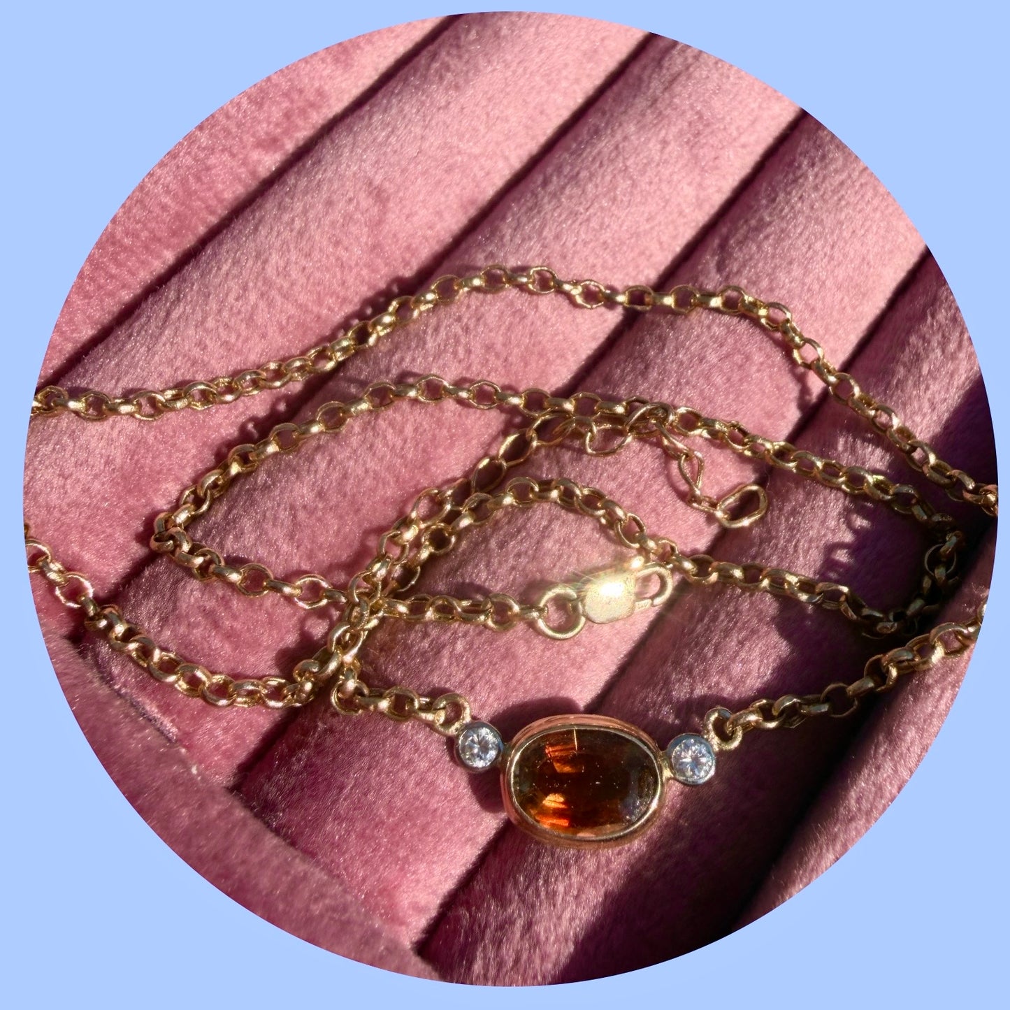 Vintage 14k Topaz and Diamond Necklace