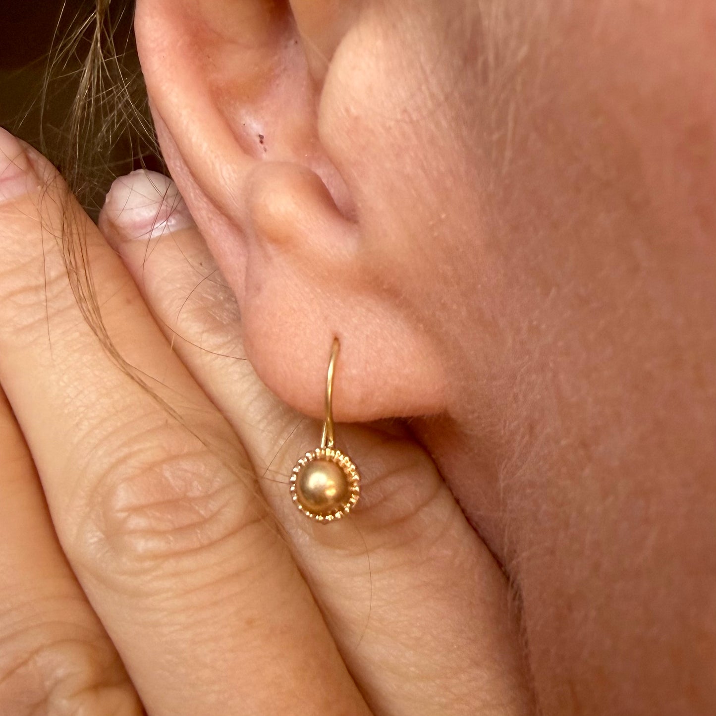 Vintage 14k French Hook Ball Earrings