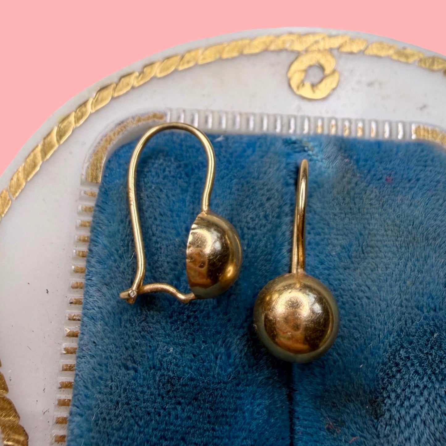 Vintage 14k French Hook Dome Earrings