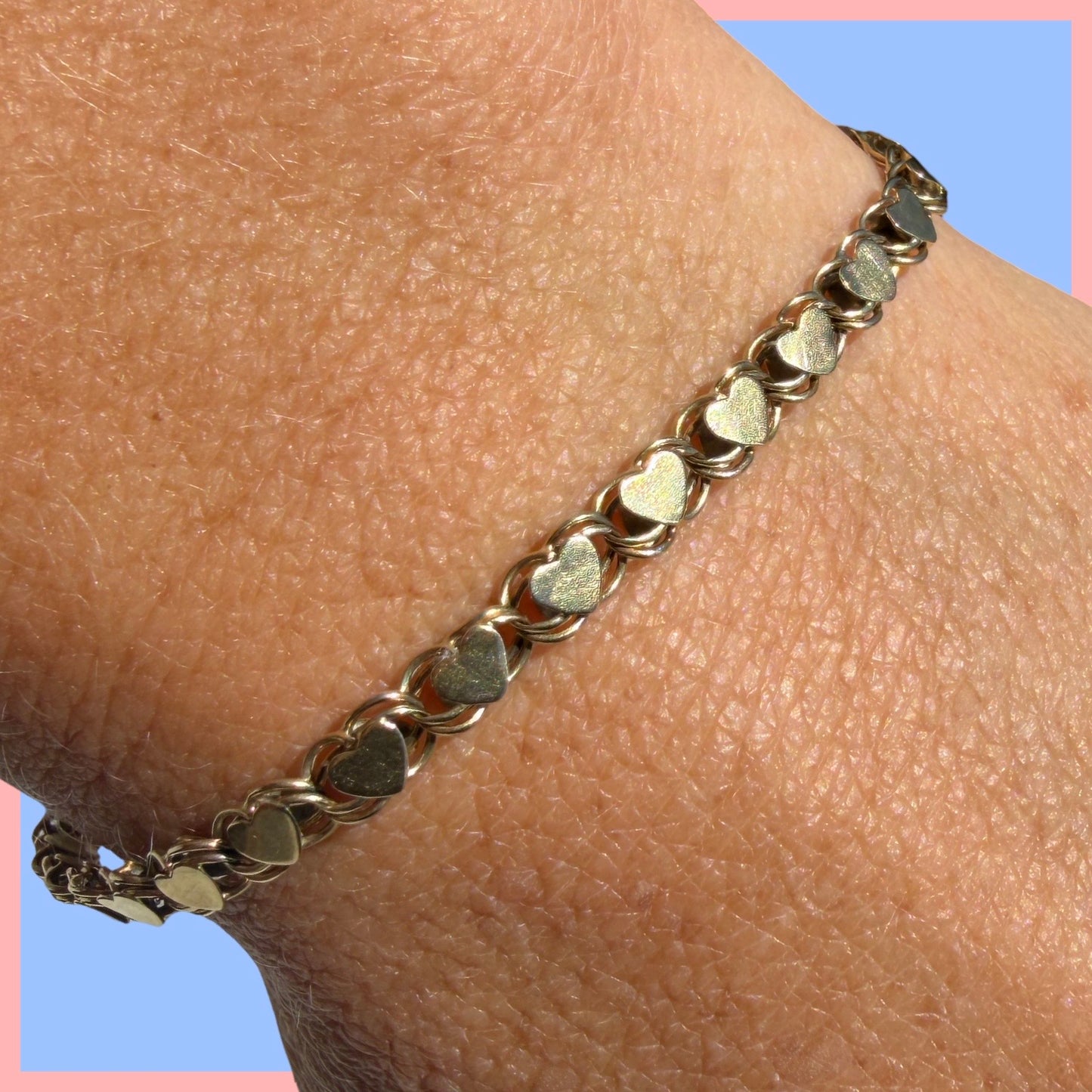 Vintage 14k Heart Link Bracelet