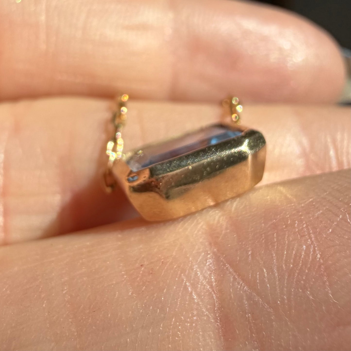 Vintage 14k Aquamarine Bezel Necklace