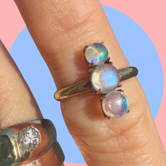 Antique 14k Opal and Moonstone Ring