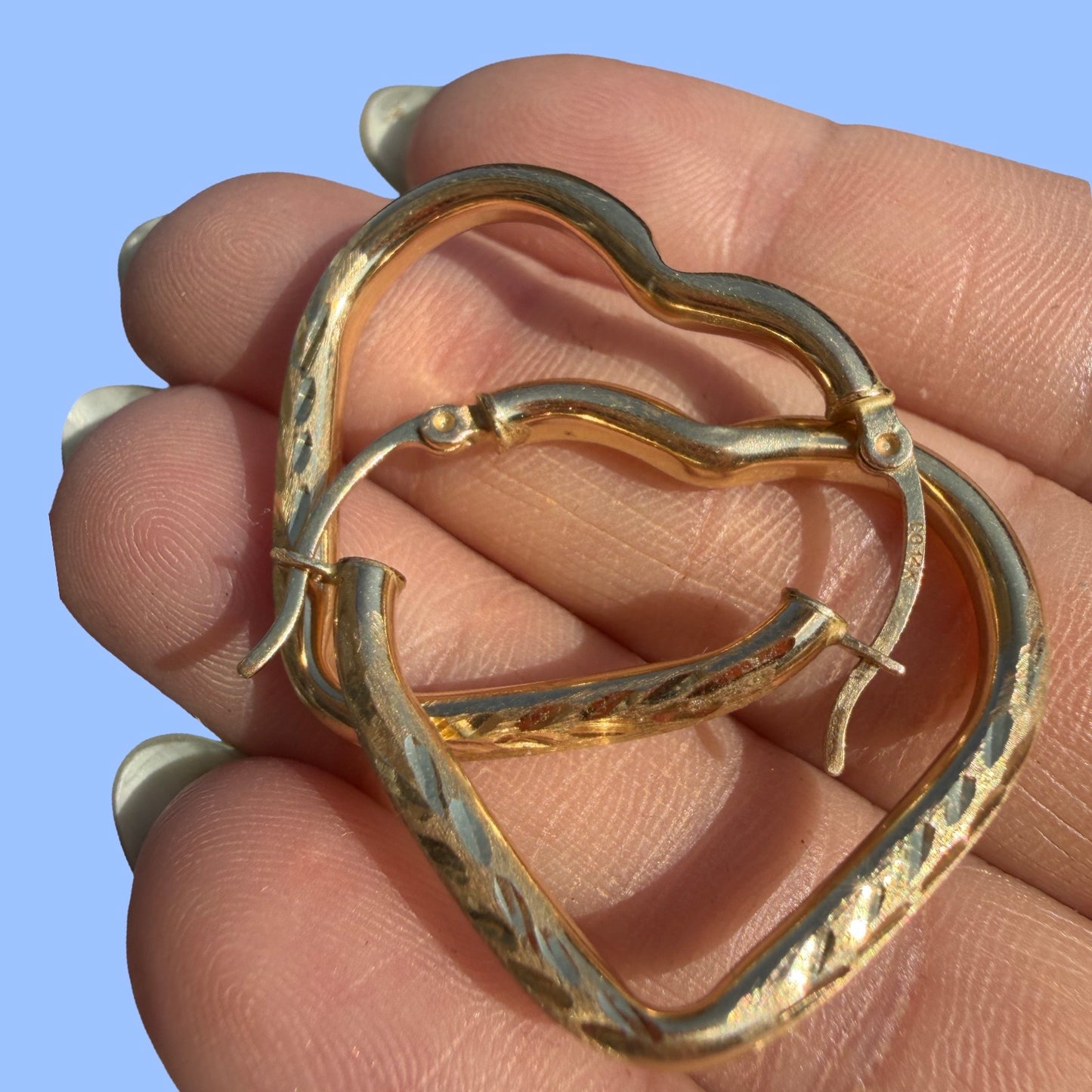 Vintage 14k Heart Hoops