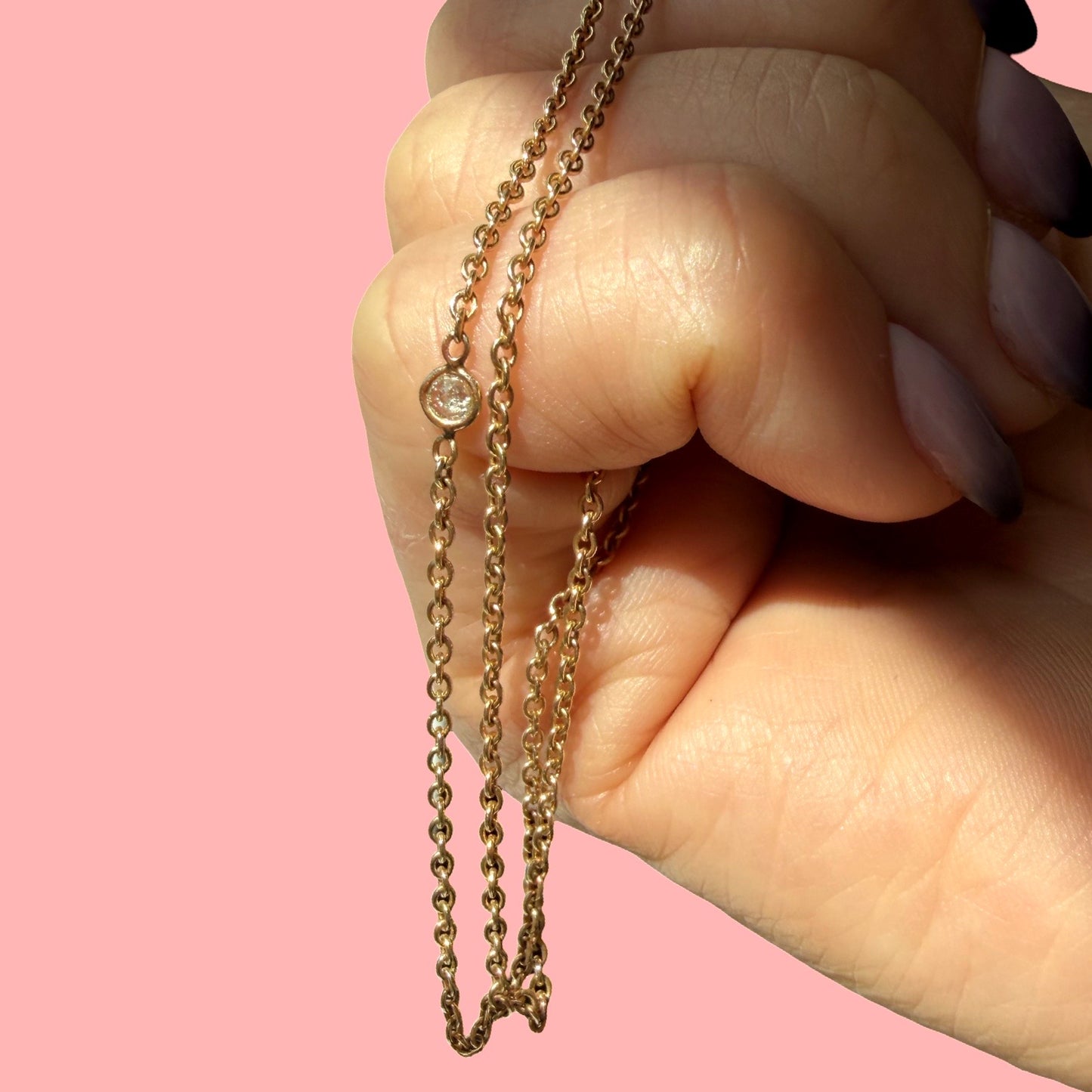 Vintage 14k Diamond Station Necklace