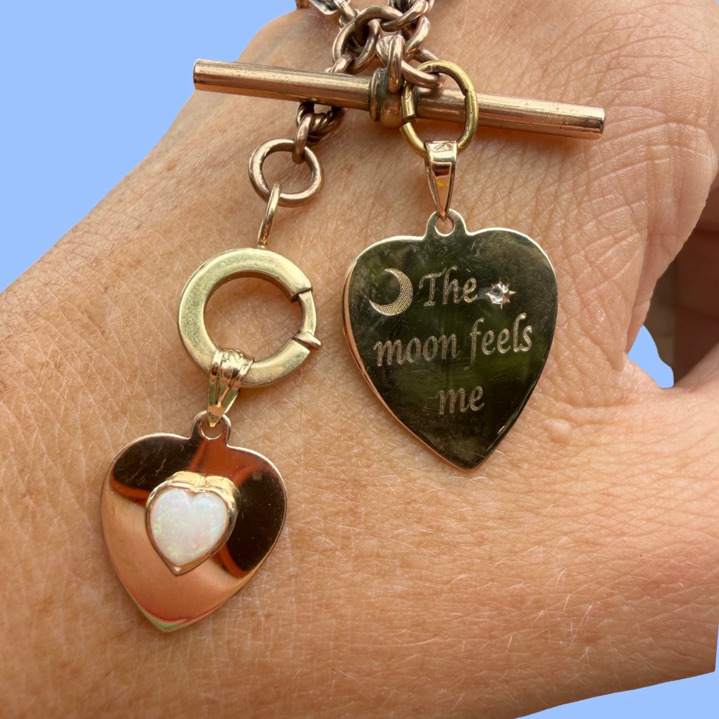 Upcycled 14k Sun Moon Motto Heart Charm
