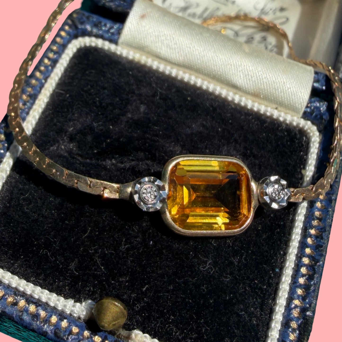 Vintage 14k Citrine and Diamond Bracelet