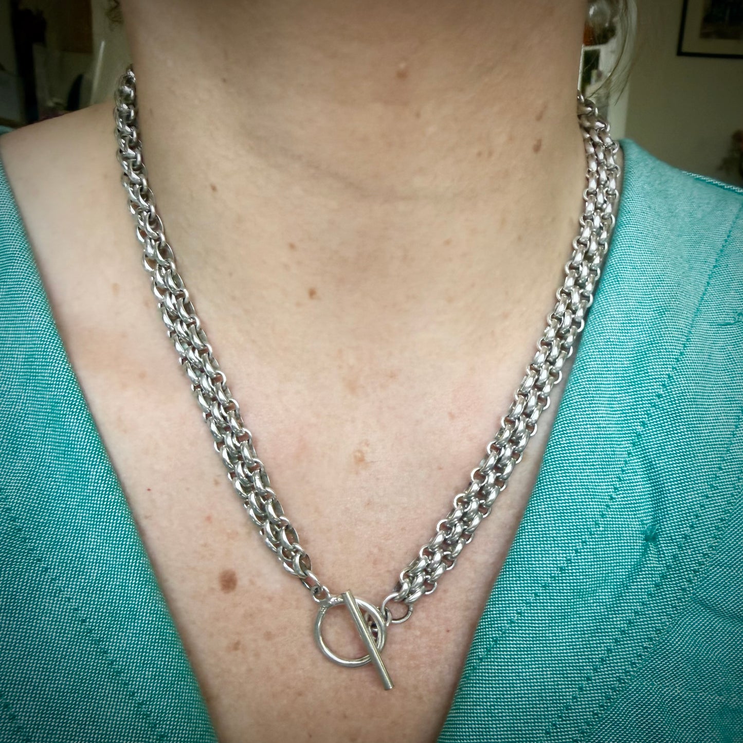 Vintage Sterling Silver Toggle Necklace
