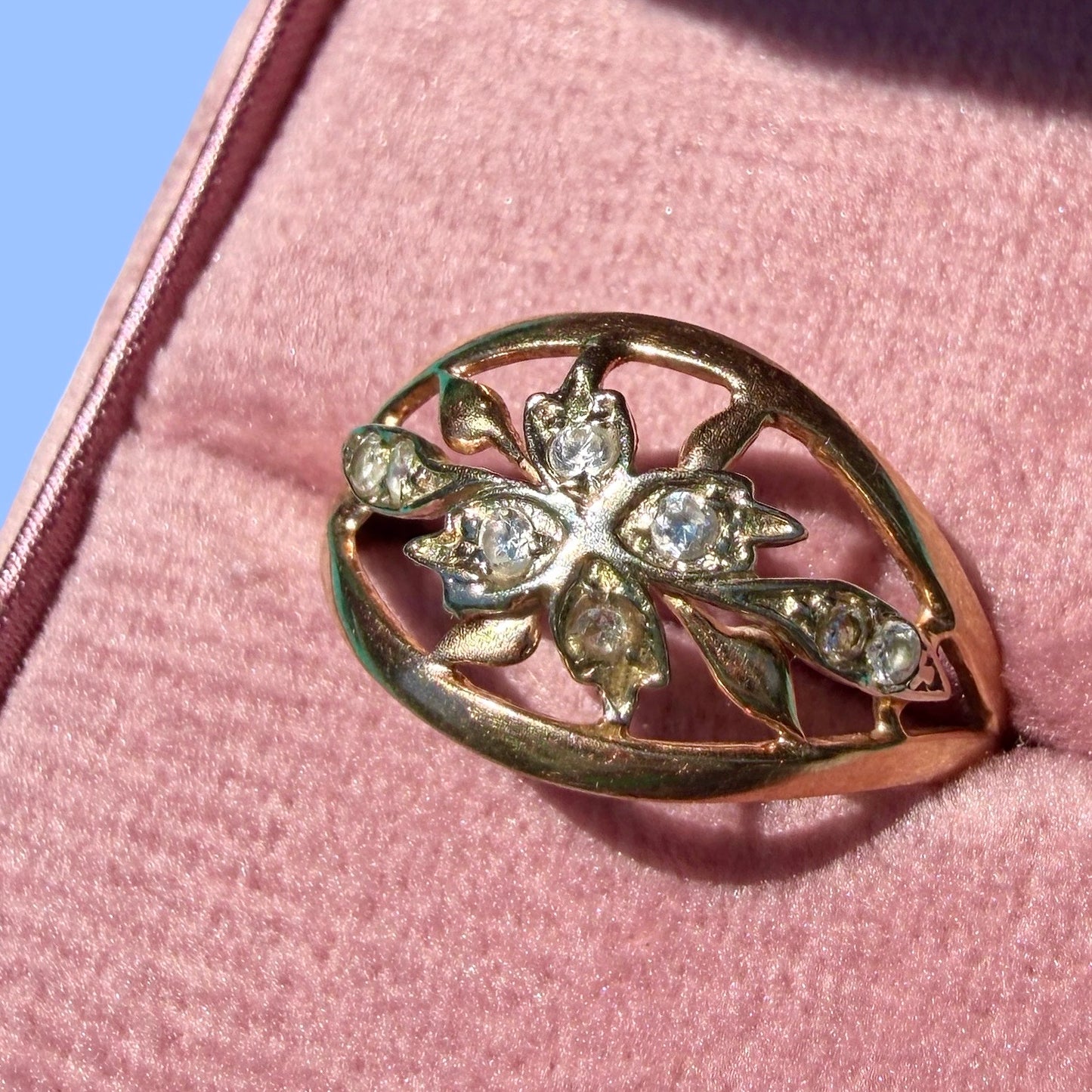 Vintage 14k Floral Diamond Ring