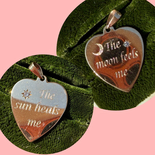 Upcycled 14k Sun Moon Motto Heart Charm