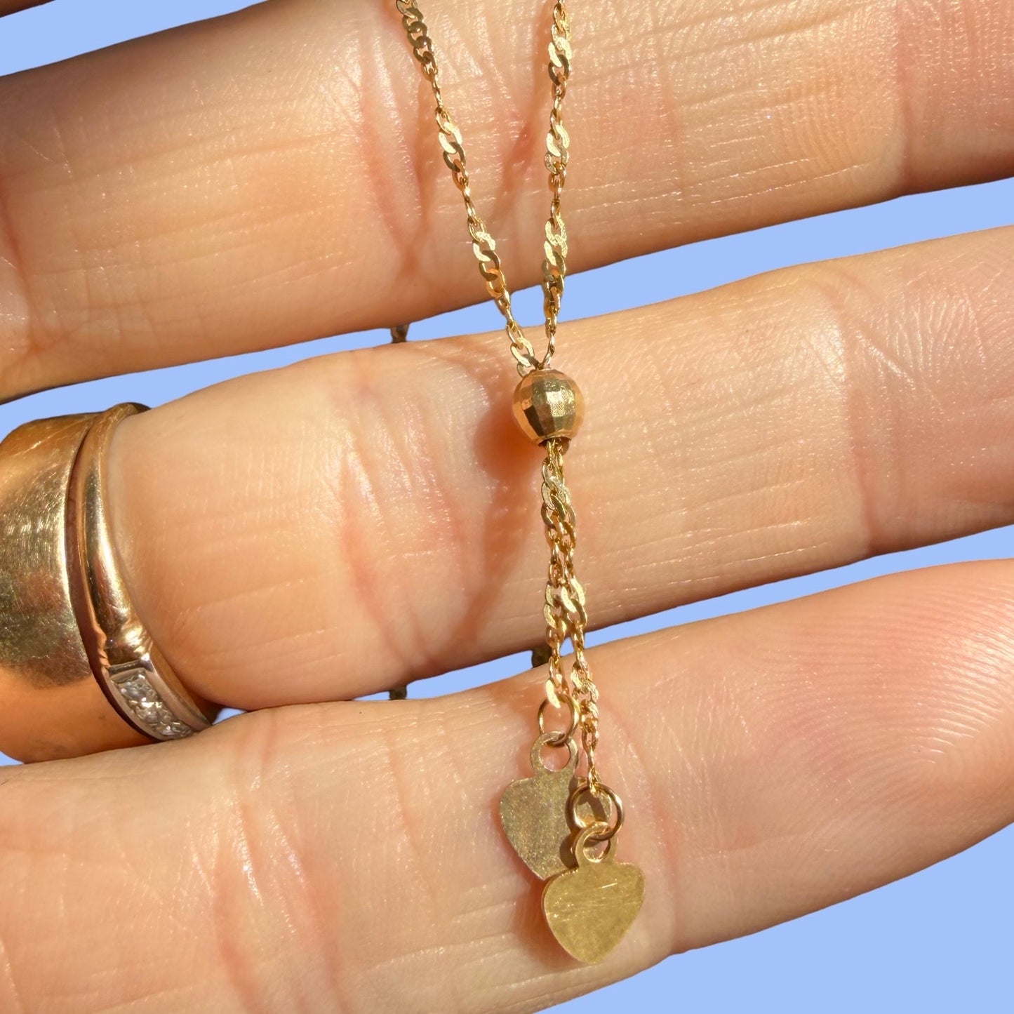 Vintage 14k Heart Lariat Necklace