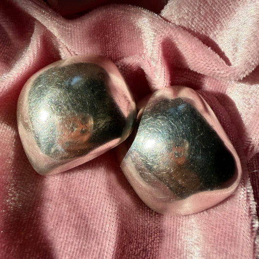 Vintage Sterling Silver Puffy Clip On Earrings