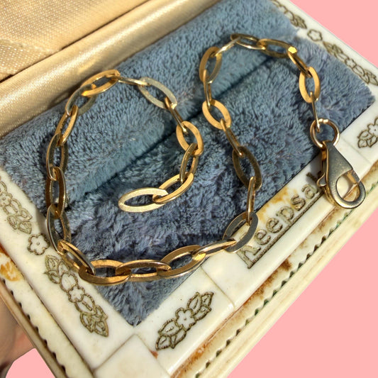Vintage 14k Oval Curb Chain Bracelet