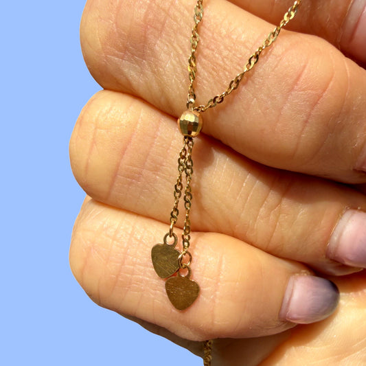 Vintage 14k Heart Lariat Necklace