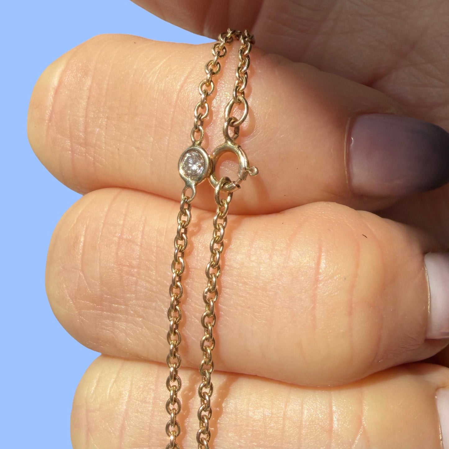Vintage 14k Diamond Station Necklace