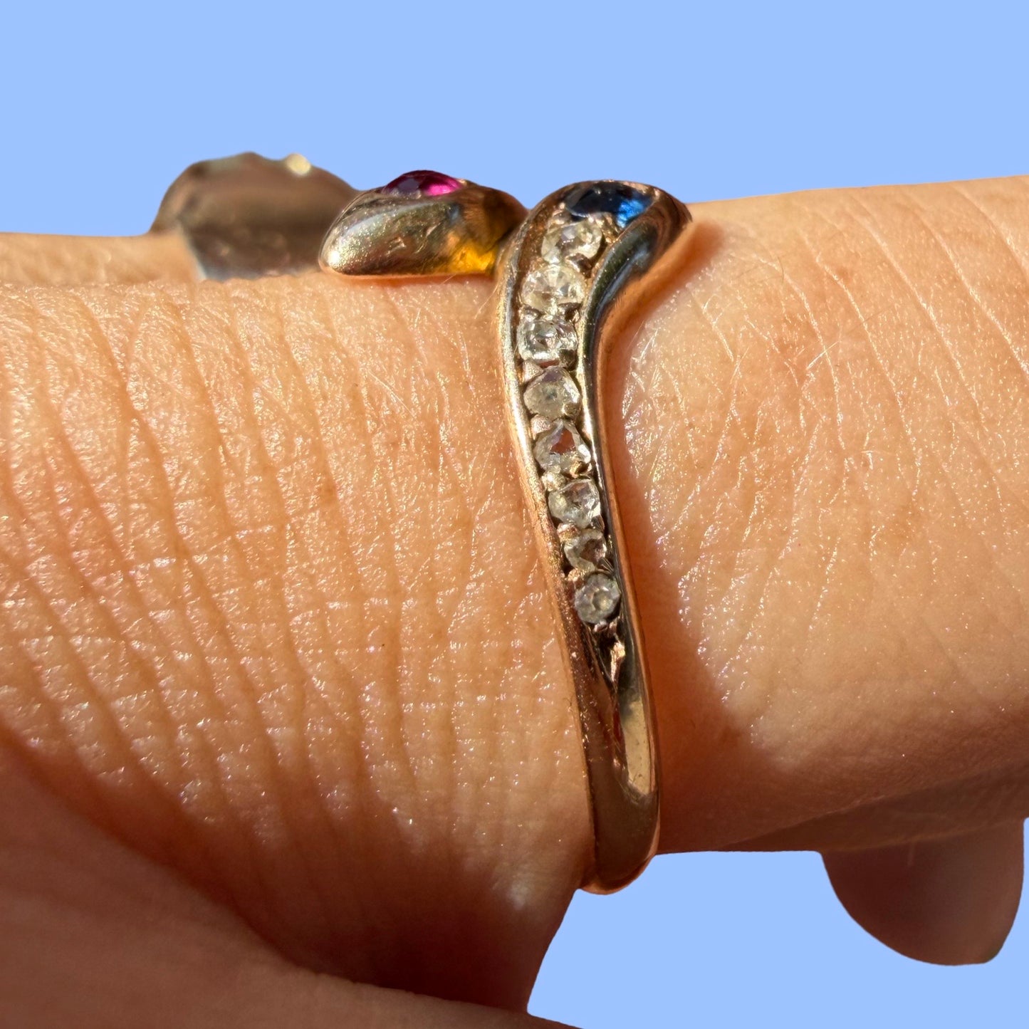 Antique 14k Diamond Ruby and Sapphire Ring