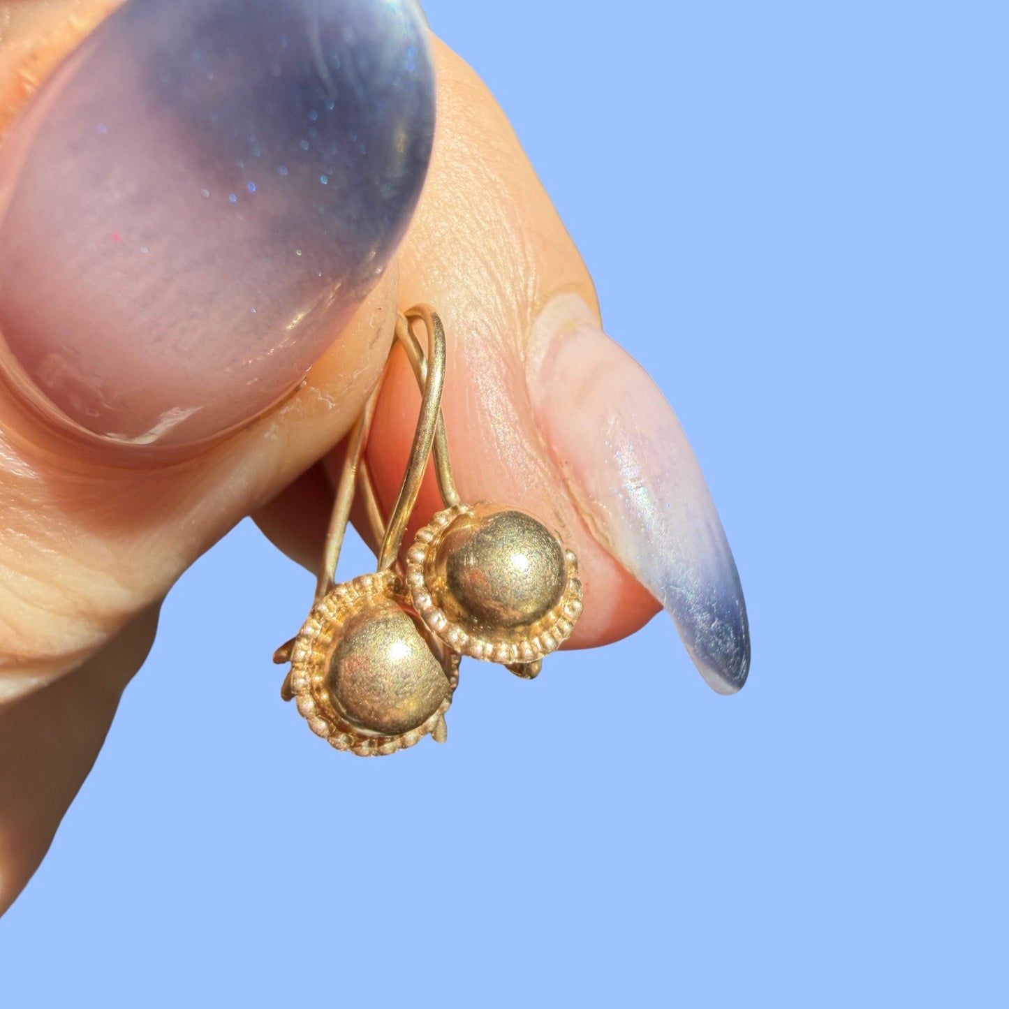 Vintage 14k French Hook Ball Earrings